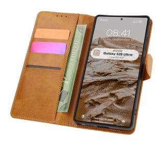 Bizon z klapką Pocket do Galaxy S25 Ultra Brązowy