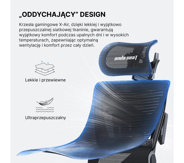 Anda Seat X-Air Pro XL Gamingowy do 120kg Tkanina Czarny - Kup na Raty - RRSO 0%