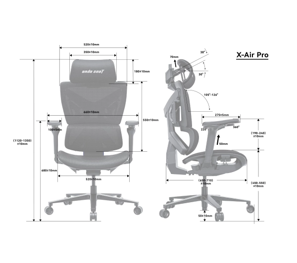 Anda Seat X-Air Pro XL Gamingowy do 120kg Tkanina Czarny - Kup na Raty - RRSO 0%