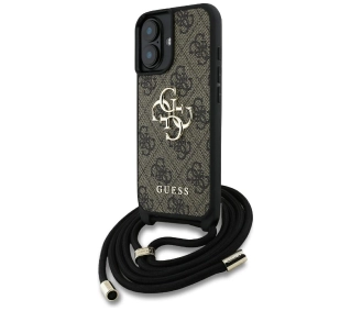 Guess 4G Big Logo Cord Stap Crossbody do iPhone 16 Plus Brązowy