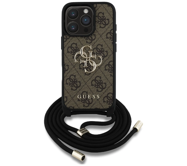 Guess 4G Big Logo Cord Stap Crossbody do iPhone 16 Pro Brązowy