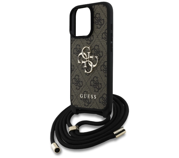 Guess 4G Big Logo Cord Stap Crossbody do iPhone 16 Pro Brązowy