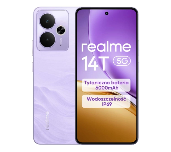 realme 14T 5G 8/256GB Funkcje AI 6,67" 120Hz 50Mpix Fioletowy