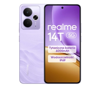 realme 14T 5G 8/256GB Funkcje AI 6,67" 120Hz 50Mpix Fioletowy - ⚡ EURO HIT CENOWY! ⚡ - Kup na Raty - RRSO 0%