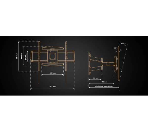 Reinston EUR04 od 37’’ do 120’’ Max 100 kg z pełną regulacją - Kup na Raty - RRSO 0%