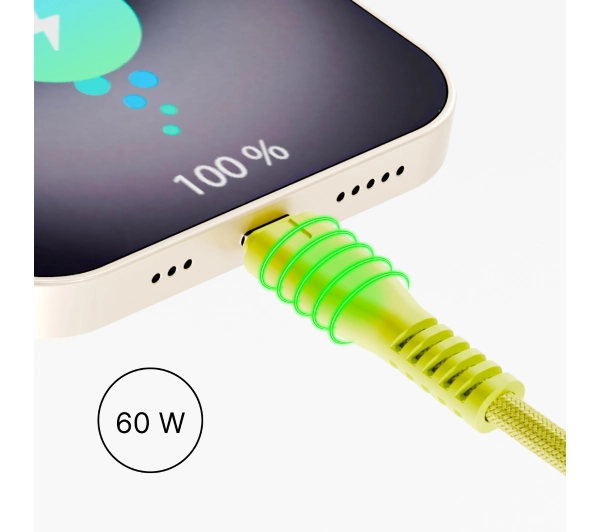 QUALO USB-C do USB-C 1,5m 3A Żółty
