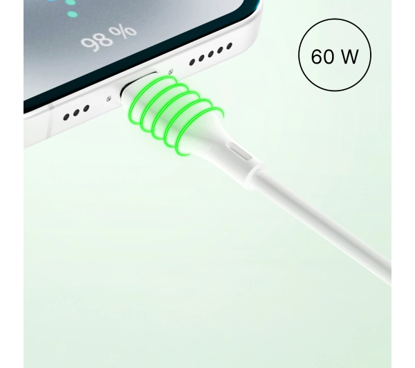QUALO USB-C do USB-C 1,5m 3A Biały