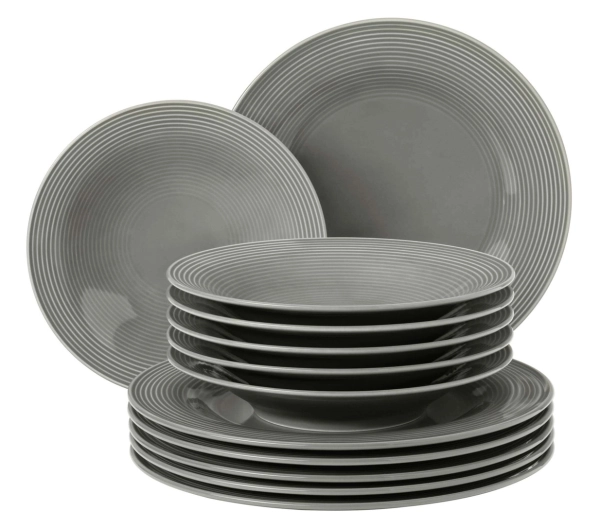 Zastawa stołowa - Seltmann Beat Color Glaze 12 elementów Szary