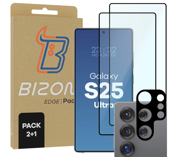 Bizon 2x Szkło + szybka na aparat Edge 2 Pack do Galaxy S25 Ultra