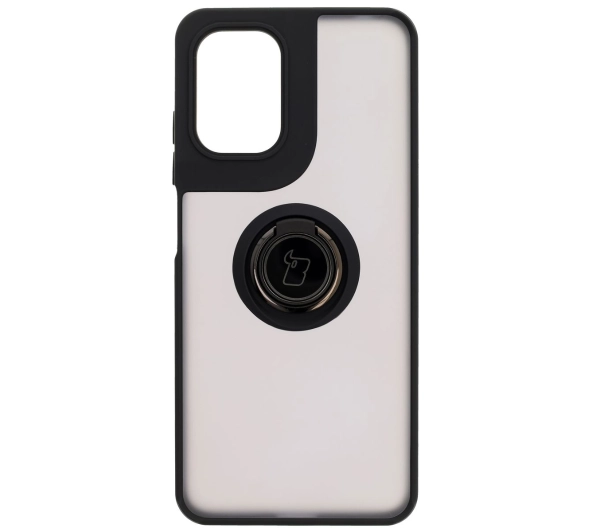Bizon z uchwytem na palec Hybrid Ring do Motorola Moto G05/E15 przydymione z Czarną ramką