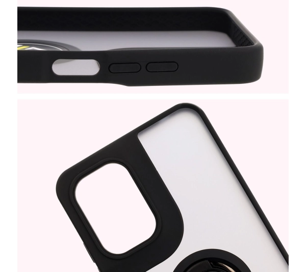 Bizon z uchwytem na palec Hybrid Ring do Motorola Moto G05/E15 przydymione z Czarną ramką