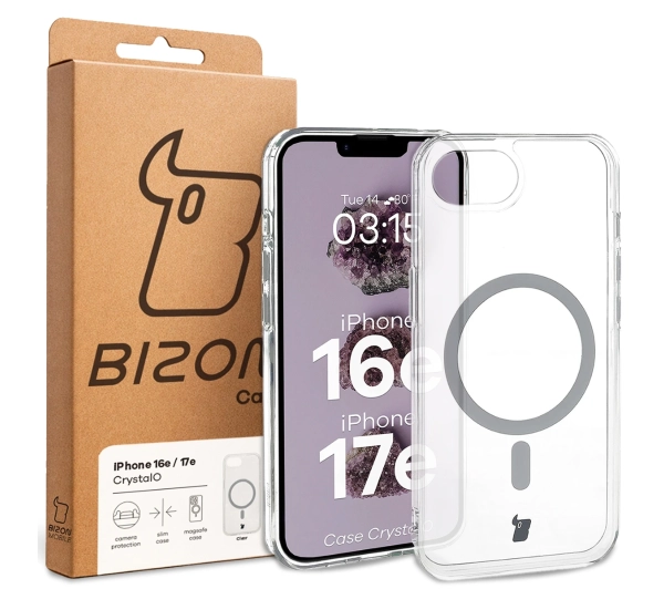 Bizon CrystalO z MagSafe do iPhone 16e/17e Przezroczysty