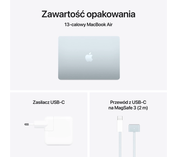 Apple MacBook Air 2025 13,6" M4 16GB RAM 512GB Dysk macOS Błękitny 70W Funkcje AI - Kup na Raty - RRSO 0%