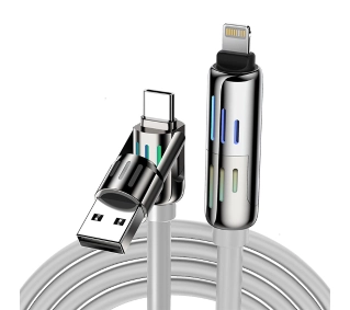 BlitzWolf 4w1 USB-C/USB-A do USB-C/Lightning  BW-HDC6 1,2m 240W RGB Szary