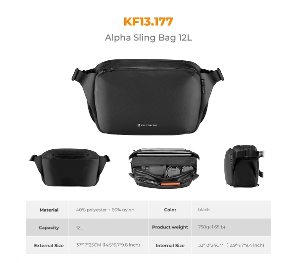 K&F Urban Wander Sling 12 L Czarny