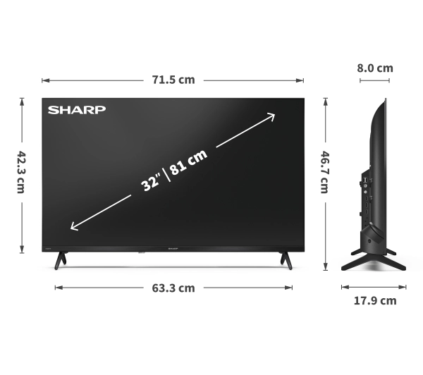 Sharp 32HF3765E QLED Google TV  DVB-T2 - Kup na Raty - RRSO 0%