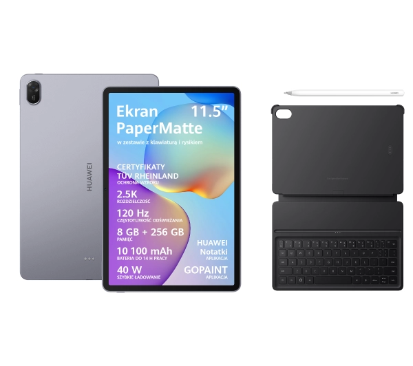 Huawei MatePad 11,5" 2025 8/256GB Wi-Fi Szary + Klawiatura Czarny+ Rysik M-Pencil (3 gen.)
