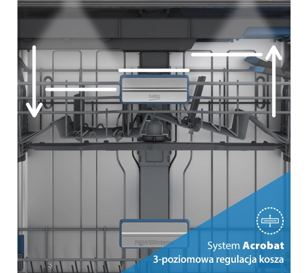 Beko bPro500 BDIN38554P Funkcje AI PowerIntense SuperiorDry 59,8cm Automatyczne otwieranie drzwi Szuflada na sztućce - Kup na Raty - RRSO 0%