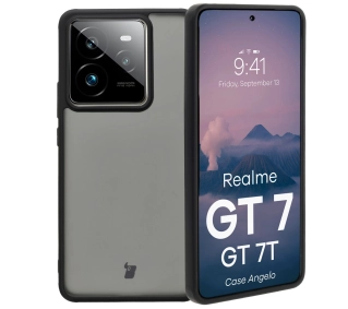 Bizon Angelo do Realme GT 7 / Realme GT 7T Przydymione z czarną ramką