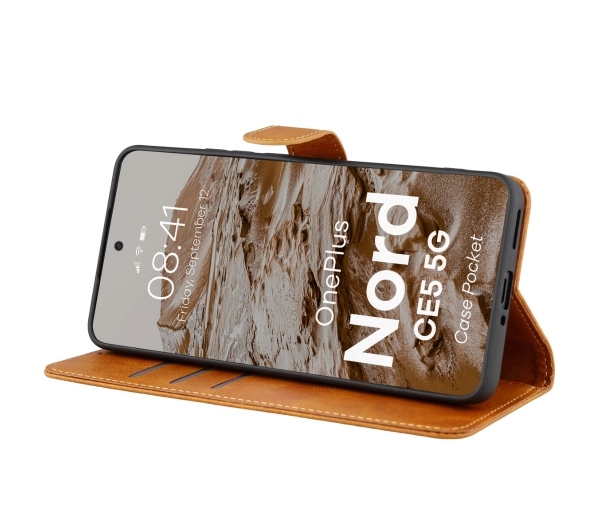 Bizon z klapką Pocket do OnePlus Nord CE5 Brązowy
