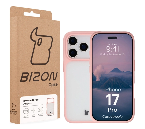 Bizon Angelo do Apple iPhone 17 Pro z różową ramką