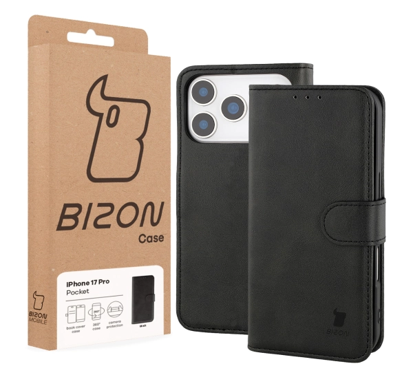 Bizon z klapką Pocket do Apple iPhone 17 Pro Czarny