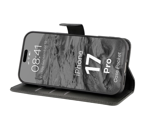 Bizon z klapką Pocket do Apple iPhone 17 Pro Czarny