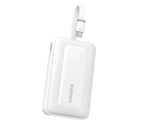 Anker Zolo (A1688H21) 10000mAh 30W wbudowany kabel USB-C Biały