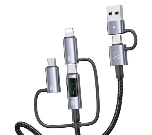 USAMS Seria Sufeng 6w1 60W 2m Aluminium Alloy Czarny
