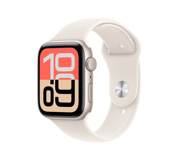 Apple Watch SE 3gen GPS + Cellular koperta 44mm z aluminium Księżycowa poświata pasek sportowy Księżycowa poświata M/L