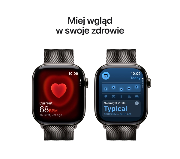 Apple Watch Series 11 GPS + Cellular 46mm Tytan Łupek Bransoleta mediolańska Łupek S/M - Kup na Raty - RRSO 0%