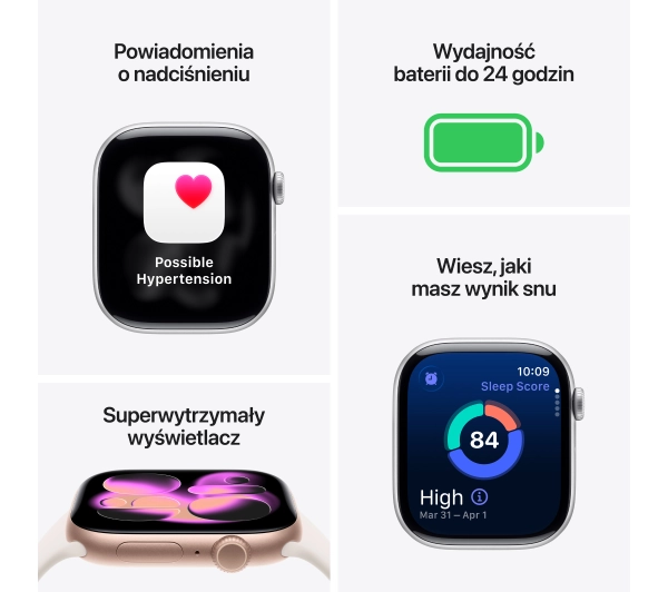 Apple Watch Series 11 GPS + Cellular 46mm z aluminium Srebrny Pasek sportowy Mleczny fiolet M/L - Kup na Raty - RRSO 0%