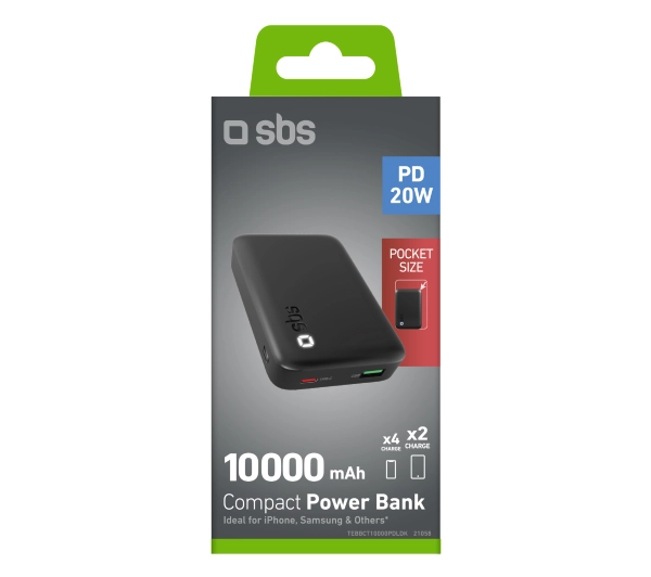 SBS TEBBCT10000PDLDK Compact 10000mAh PD 20W Czarny