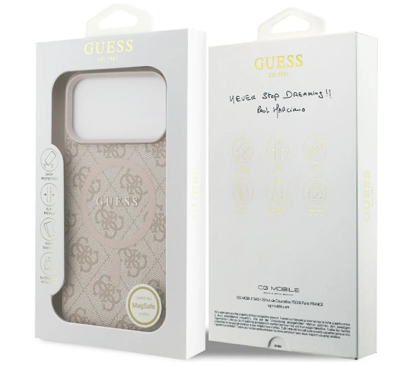 Guess 4G Ring Classic Logo MagSafe do iPhone 17 Pro Max różowy