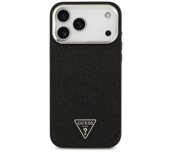 Guess Glitter Triangle Logo MagSafe do iPhone 17 Pro Max czarny