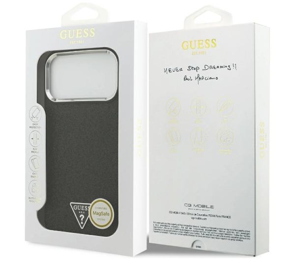 Guess Glitter Triangle Logo MagSafe do iPhone 17 Pro Max czarny
