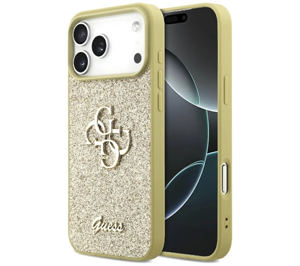 Guess Fixed Glitter Big 4G do iPhone 17 Pro Max złoty