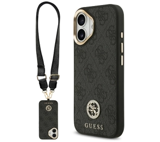 Guess 4G Strass Logo & Big Strap Metal Buttons MagSafe do iPhone 17 czarny