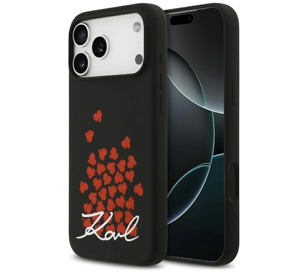 Karl Lagerfeld Silicone Heart Sign Logo MagSafe do iPhone 17 Pro Max Czarny
