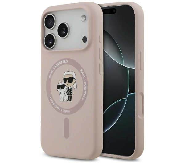 Karl Lagerfeld Silicone Karl&Choupette Ring MagSafe do iPhone 17 Pro Różowy