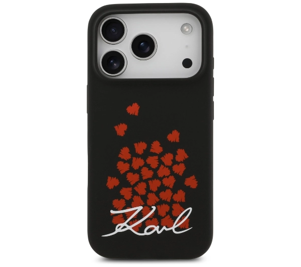 Karl Lagerfeld Silicone Heart Sign Logo MagSafe do iPhone 17 Pro Czarny