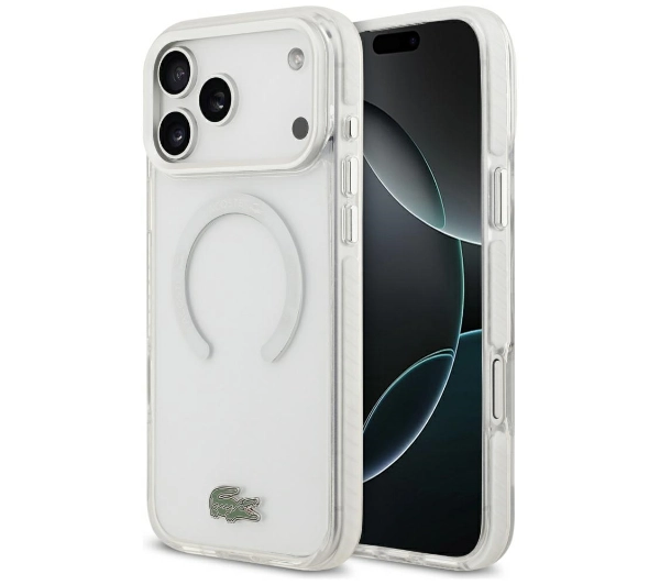 Lacoste Shockproof Transparent Frosted MagSafe do iPhone 17 Pro Max biały
