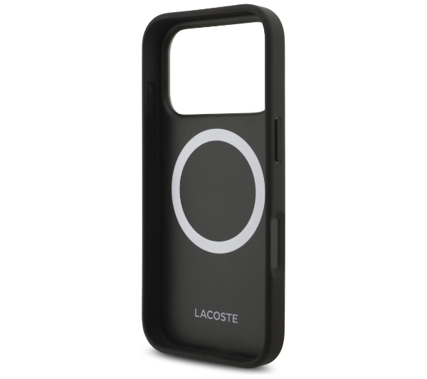 Lacoste Iconic Petit Pique Woven Logo MagSafe do iPhone 17 Pro czarny
