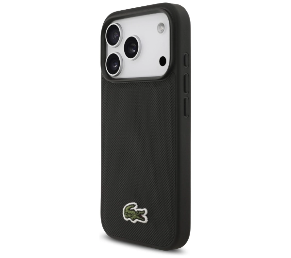 Lacoste Iconic Petit Pique Woven Logo MagSafe do iPhone 17 Pro czarny