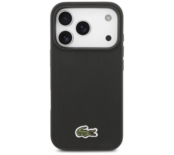 Lacoste Iconic Petit Pique Woven Logo MagSafe do iPhone 17 Pro czarny