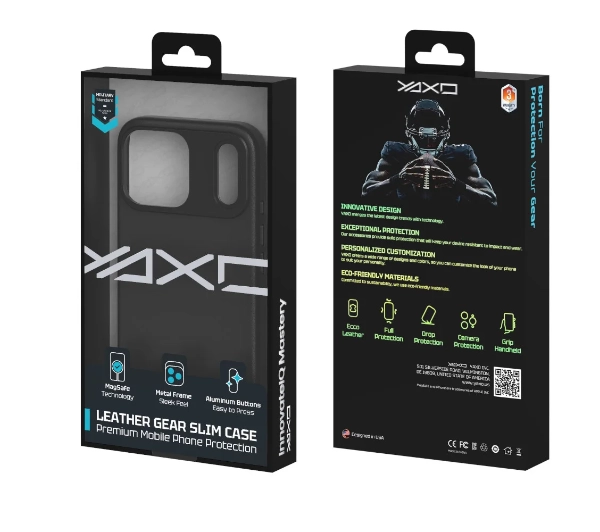 Yaxo Leather Gear Slim Case MagSafe do iPhone 17 Pro Max Czarny