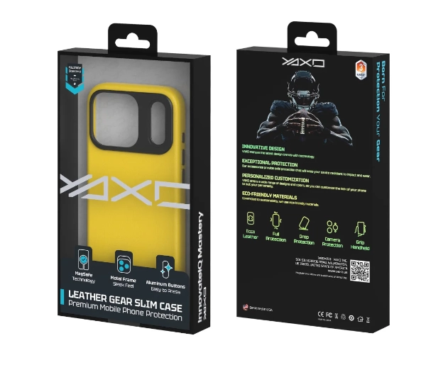 Yaxo Leather Gear Slim Case MagSafe do iPhone 17 Pro Żółty