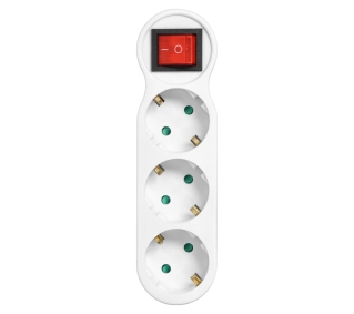 Orno OR-AE-13254(GS) (Schuko) z włącznikiem i wtyczką górną, 3 gniazda Biały