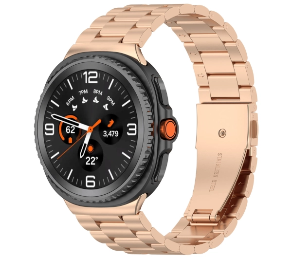 Bizon ze stali nierdzewnej Aura do Galaxy Watch 8 40/44mm Galaxy Watch 8 Classic 46mm Różowo-złoty
