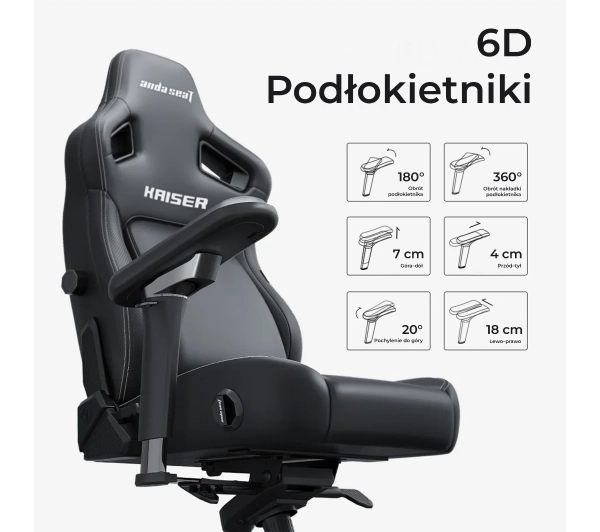 Anda Seat Kaiser 4 V2 XL Gamingowy do 150kg Skóra ECO Czarny - Kup na Raty - RRSO 0%
